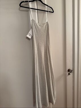 Zara Silver Strapless Slip Maxi Dress